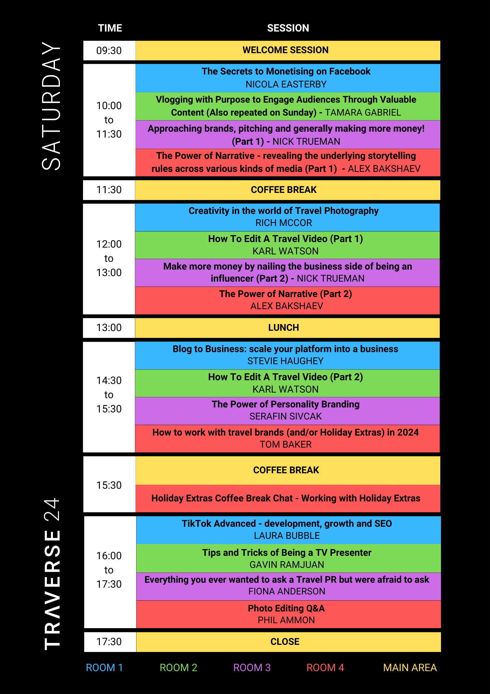 Traverse 24 Saturday Schedule