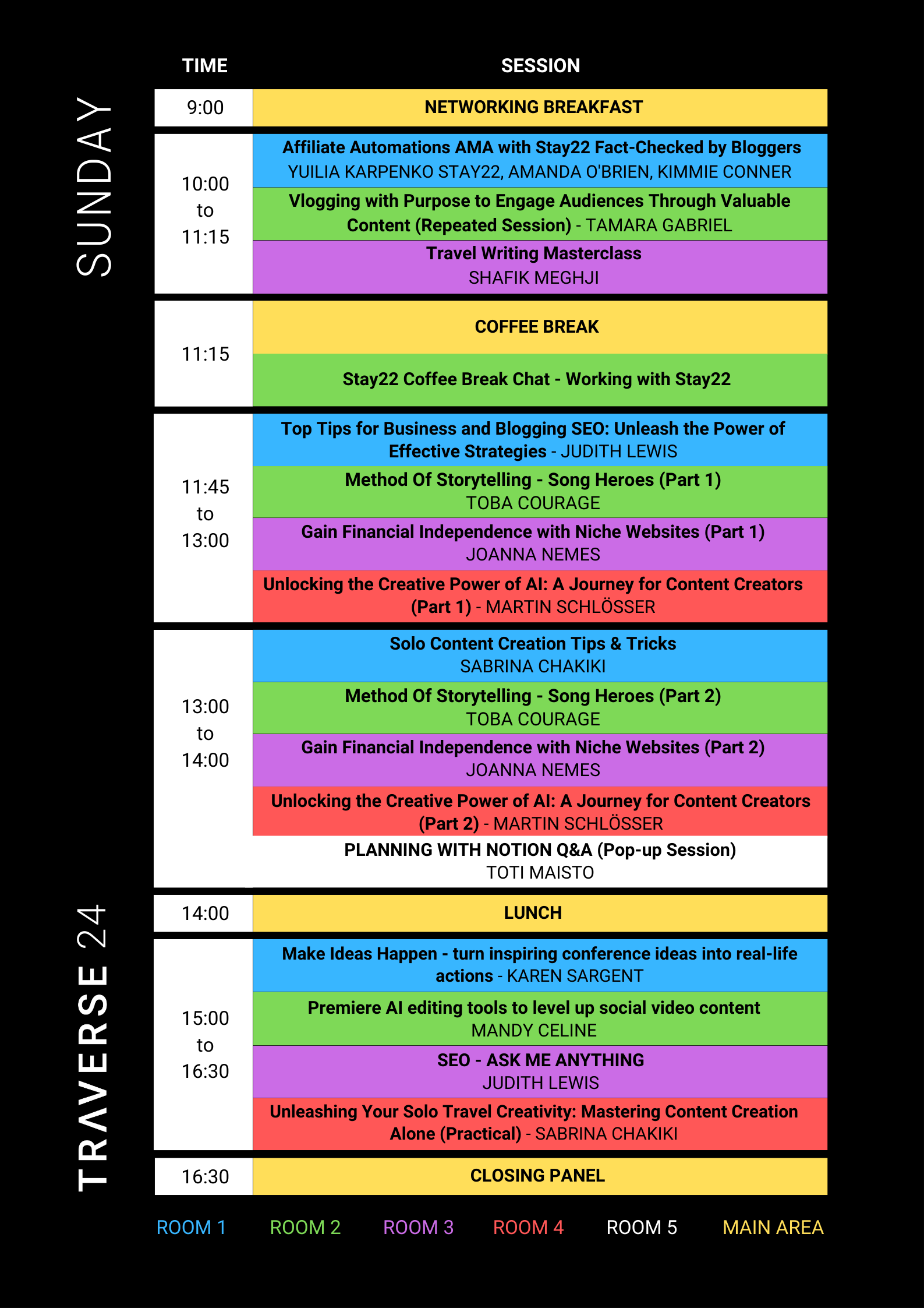 traverse 24 schedule sunday